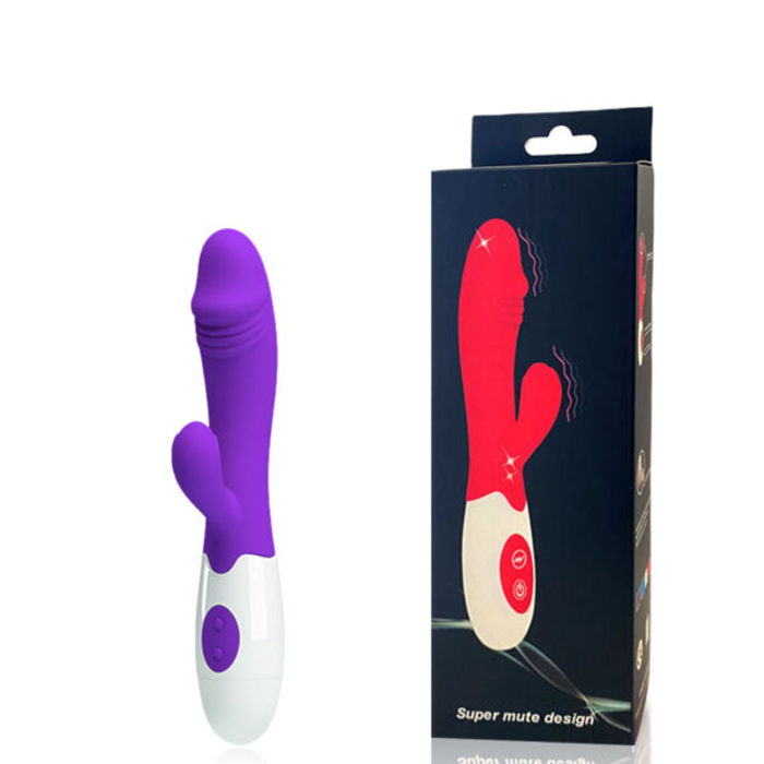 VIBRADOR com Ponta em Formato de Glande com Estimulador Clitoriano 10 VIBRAÇÕES A PILHA 3R