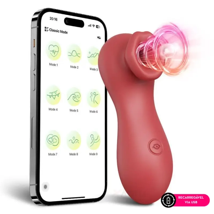 Estimulador com tecnologia de vibroar em formato de boca por aplicativo MLPP1535