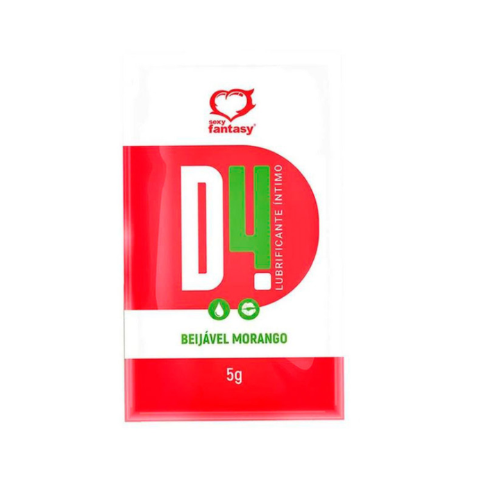 SACHÊ LUBRIFICANTE BEIJÁVEL A BASE D'ÁGUA - D4 MORANGO - 5G