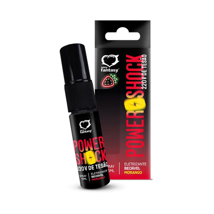 SPRAY ELETRIZANTE BEIJÁVEL - POWER SHOCK MORANGO - 15ML