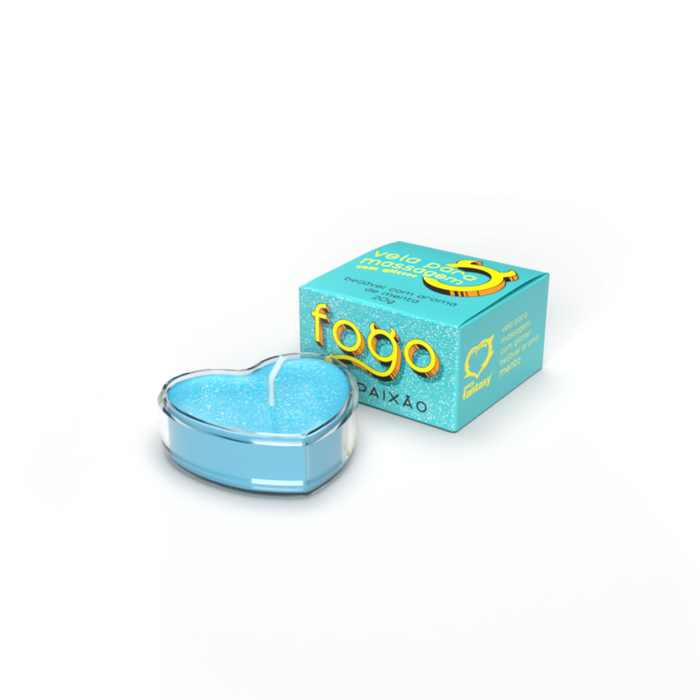 VELA DE MASSAGEM BEIJÁVEL - FOGO DA PAIXAO GLITTER MENTA - 20G