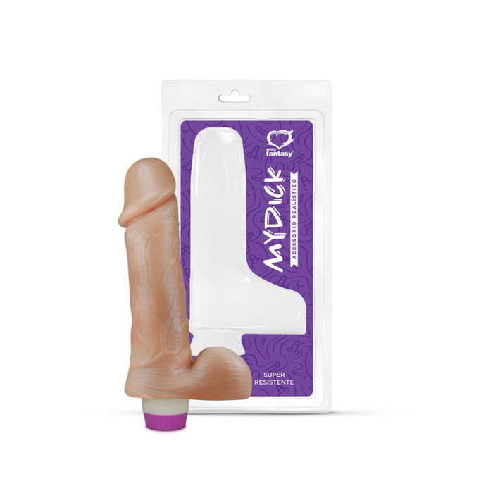 PÊNIS REALÍSTICO C/ ESCROTO E VIBRO - 18 X 4,4 CM