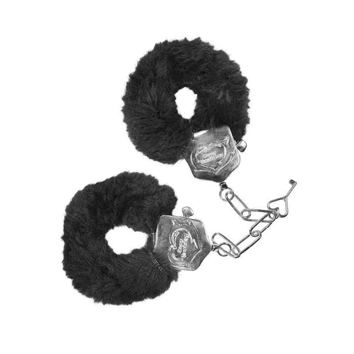 ALGEMA DE PULSO EM METAL COM PELÚCIA PRETA