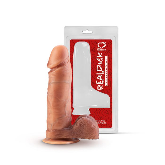 PÊNIS REAL DICK ULTRA REALÍSTICO C/ ESCROTO C/ VENTOSA - 18 X 4,7 CM