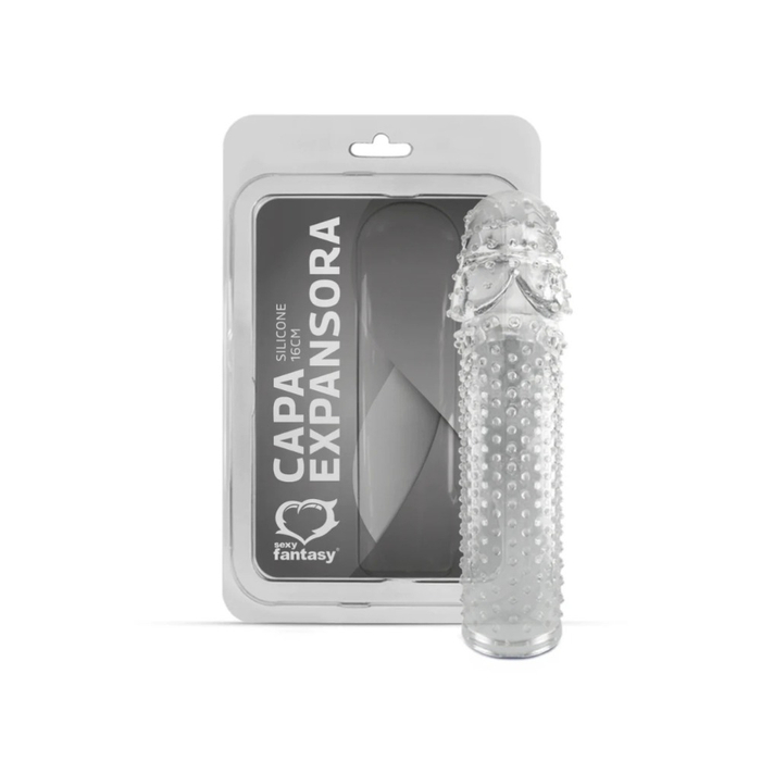CAPA PENIANA EXPANSORA EM SILICONE INCOLOR - 16 CM