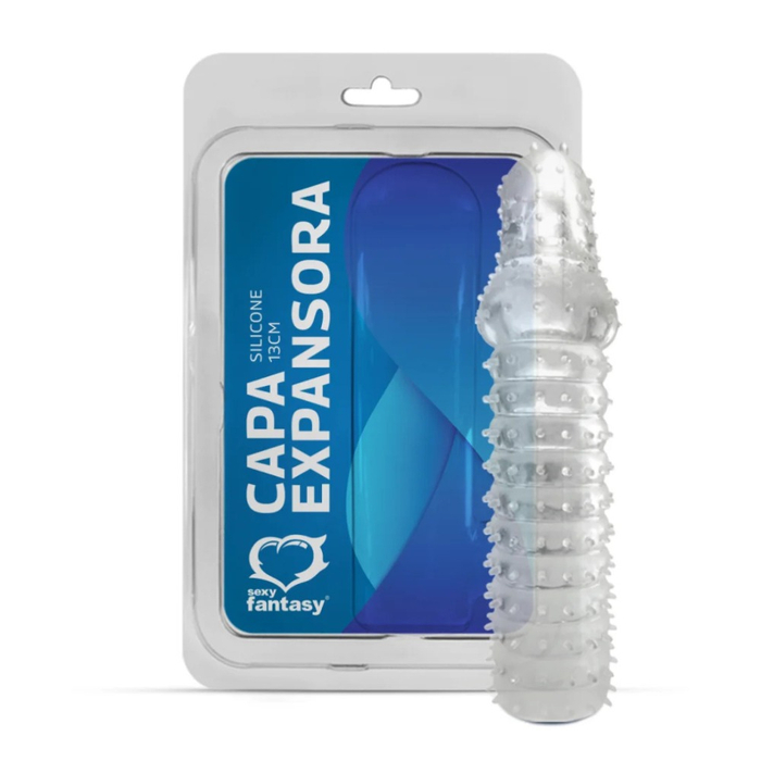 CAPA PENIANA EXPANSORA ANELADA EM SILICONE INCOLOR - 13 CM