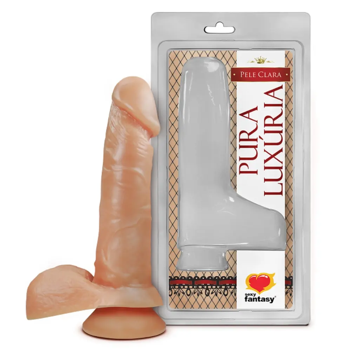 Pênis Realístico com Escroto e Ventosa - 16cm X 3,5cm Sexy Fantasy