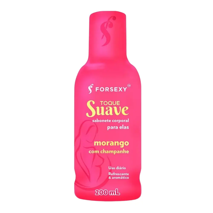 SABONETE ÍNTIMO E CORPORAL - TOQUE SUAVE MORANGO C/ CHAMPANHE - 200 ML