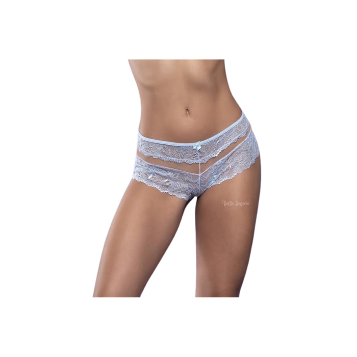 CALEÇON COM RENDA JACQUARD E TULE INVISÍVEL - AZUL GG