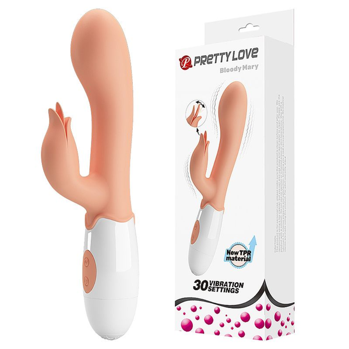 VIBRADOR DE PONTO G E CLITÓRIS À PILHA - BLOODY MARY