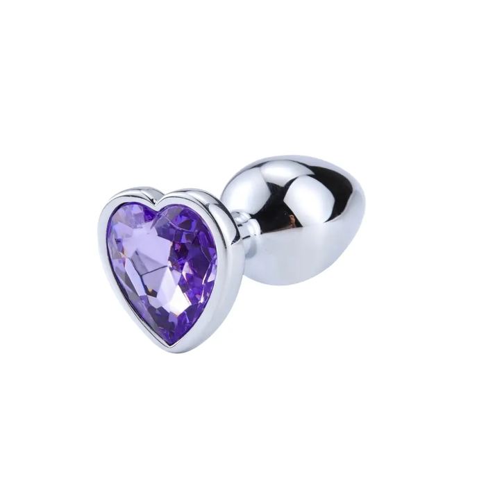 PLUG ANAL DE LUXO EM METAL - TAM P COM JOIA DE CORAÇÃO - ROXO