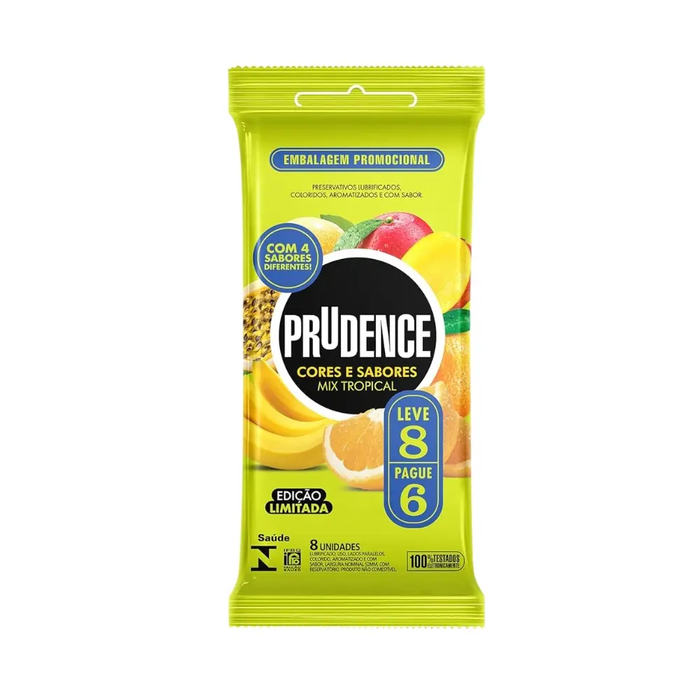PRESERVATIVO CORES E SABORES TROPICAL LEVE 8 PAGUE 6 - PRUDENCE