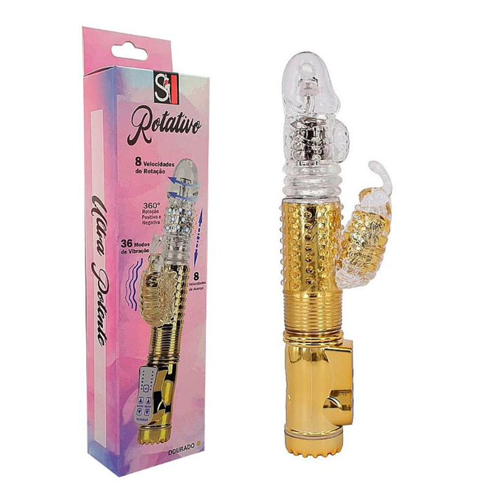 VIBRADOR VAI E VEM BORBOLETA ROXO/DOURADO