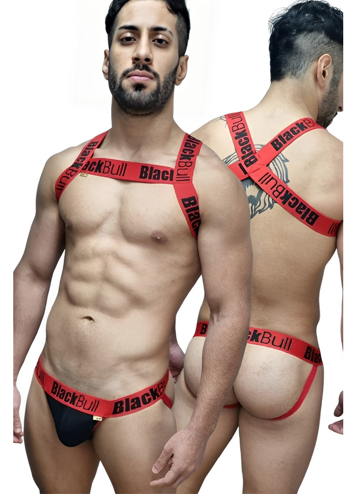 JOCKER + HARNESS ELÁSTICO VERMELHO BLACKBULL