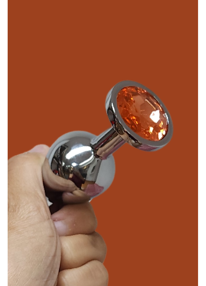 PLUG ANAL em Alumínio COM PEDRA TAM M 8 X 3,4CM COLORS