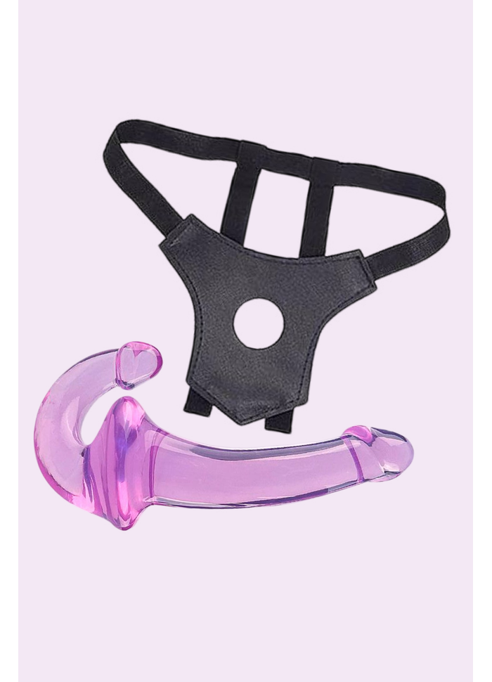  Pink Jelly Pênis Duplo com Cinta Strapless