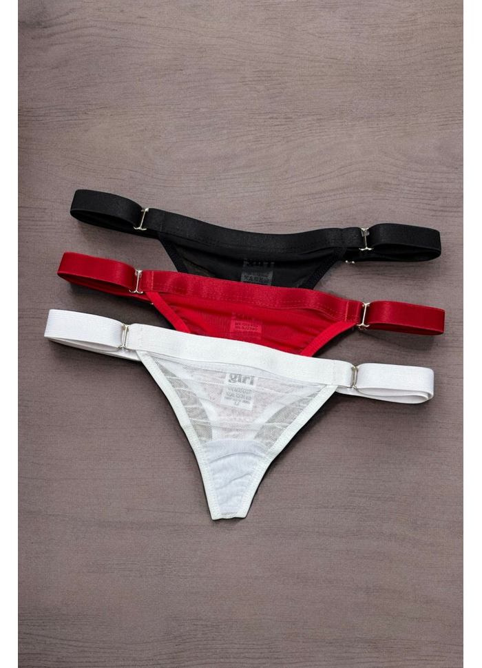 Kit com 3 calcinhas em tule com regulagem