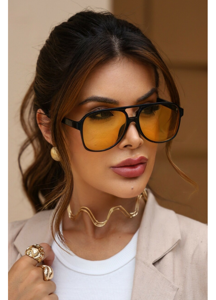 Óculos de Sol Retangular Urban Amarelo