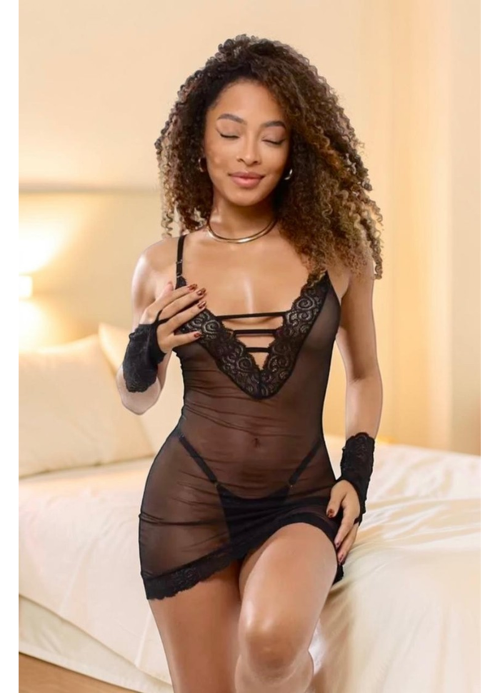 Camisola com Luvas e Calcinha Leme