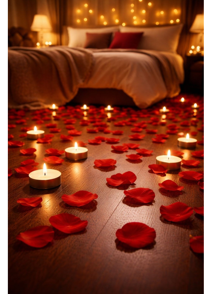 Kit com 150 pétalas e 10 Velas Rechaud