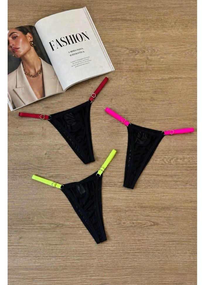 Kit com 3 calcinhas BLACK IN LOVE