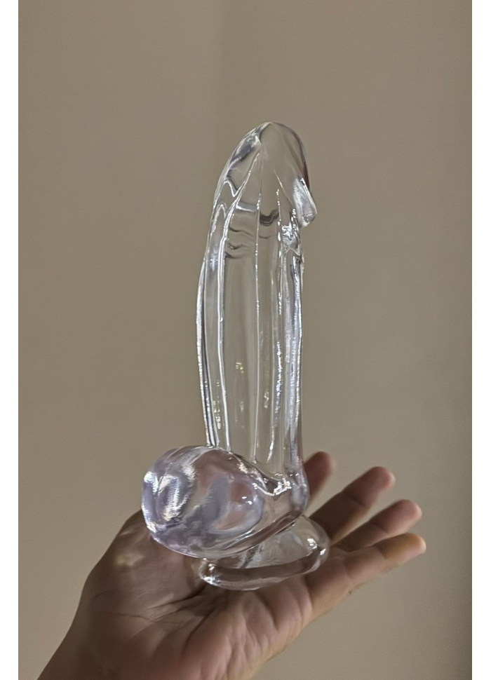 Dildo com ventosa em TPE translúcido 16 x 4,5cm