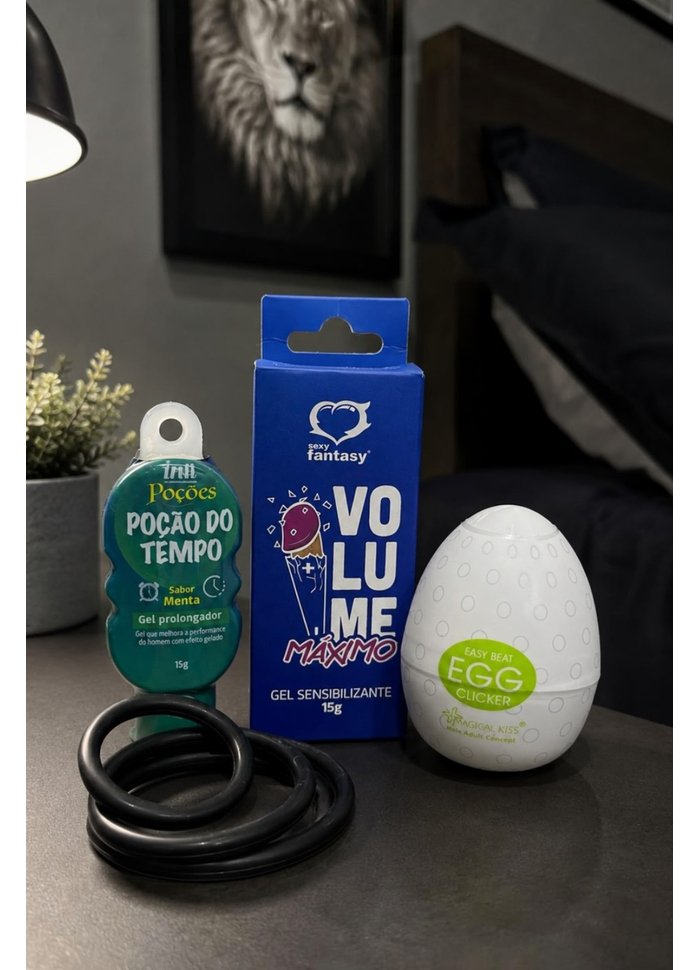 Kit Boy com 3 anéis, Retardante, Excitante e masturbador egg
