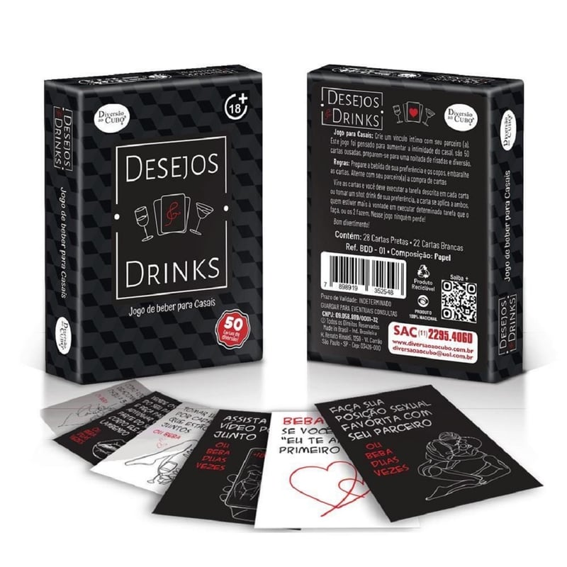 DESEJOS E DRINKS JOGO SENSUAL PARA CASAIS 50 CARTAS