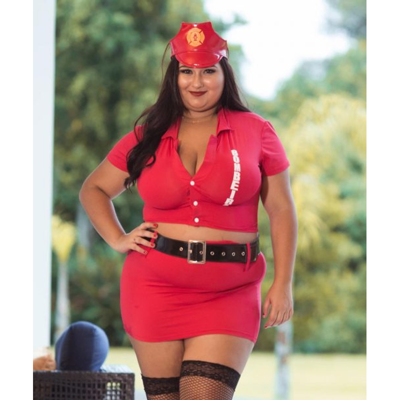 FANTASIA BOMBEIRA SAIA PLUS SIZE