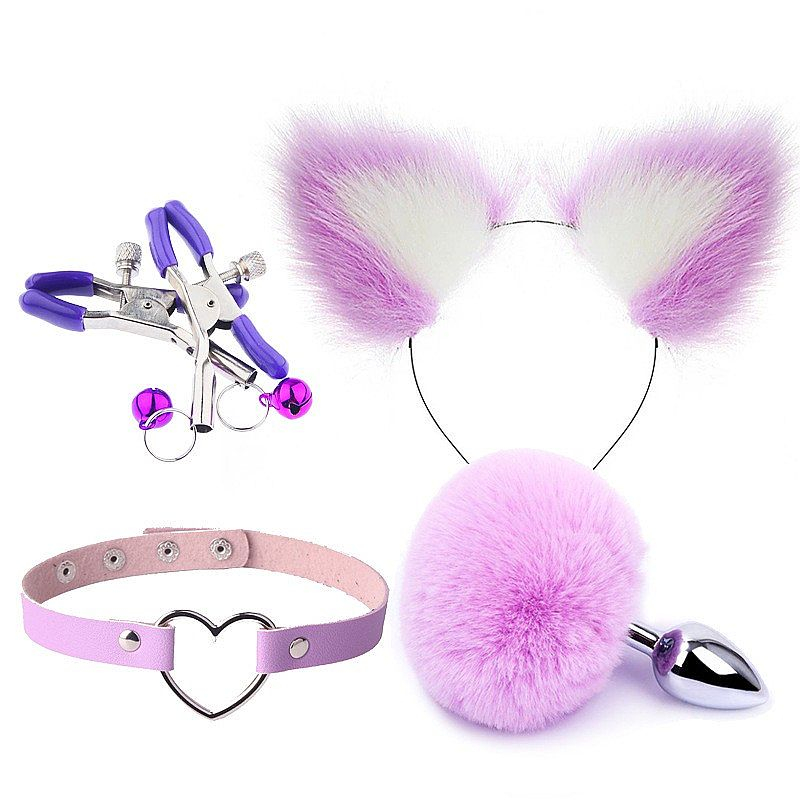 KIT PLUG P RABO DE POMPOM LILAS