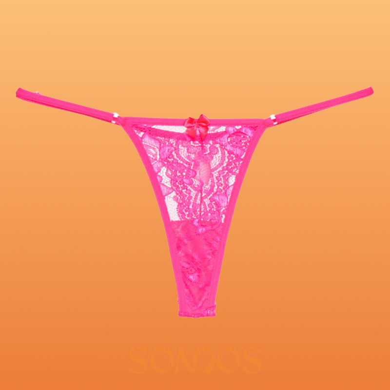 CALCINHA FIO DENTAL EM RENDA NEON